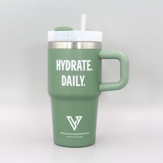 Hydro Tumbler Double Paroi avec Paille 590ml (VHealth, Vert)